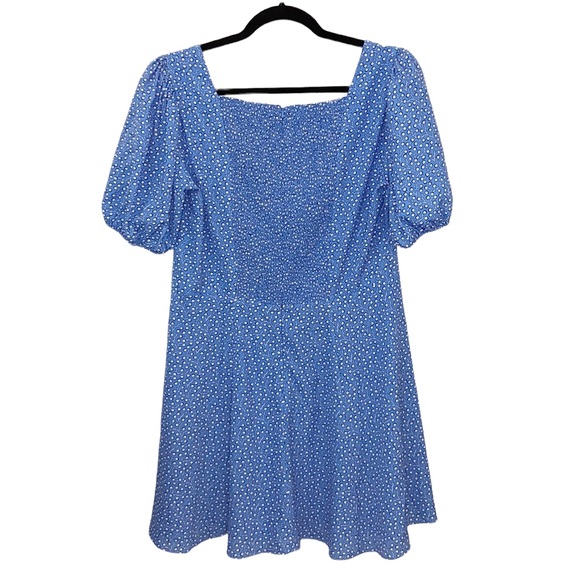 NWT French Connection Chalk Blue Floral Puff Sleeve Smocked Dress Womens Sz 12 - Picture 2 of 9
